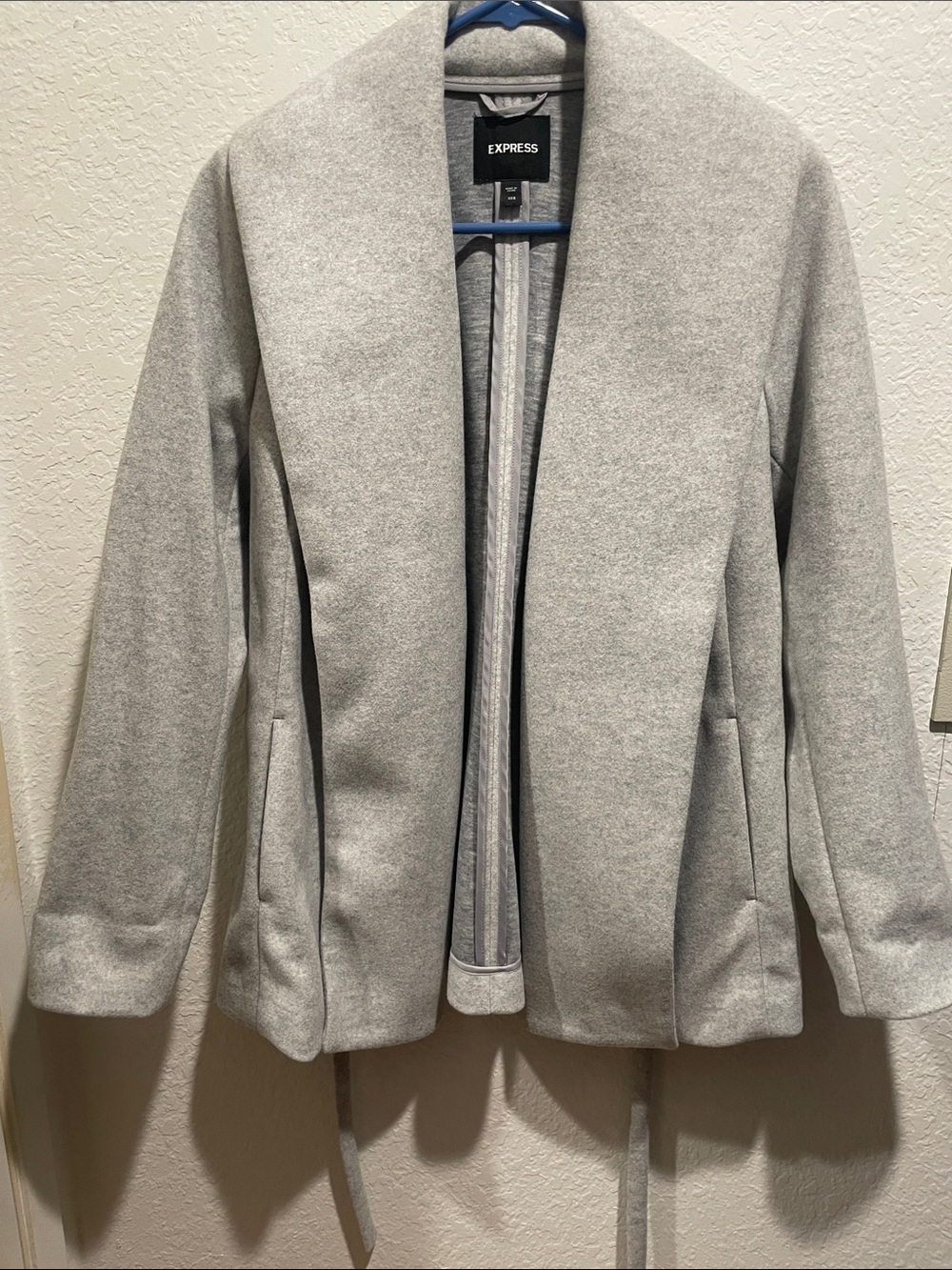 Express Light Gray Open-Front Blazer Coat